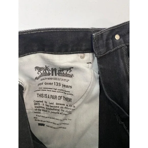 Levi's 505 Straight Fit Jeans Mens 32x34 Black Denim Regular Straight Leg - Picture 4 of 9